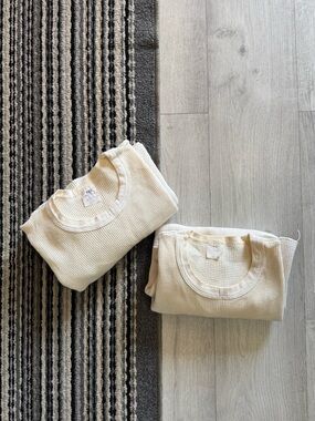 Bundle Vintage Handtex Waffle Knit Thermal Shirts XXL Made in USA Cream White